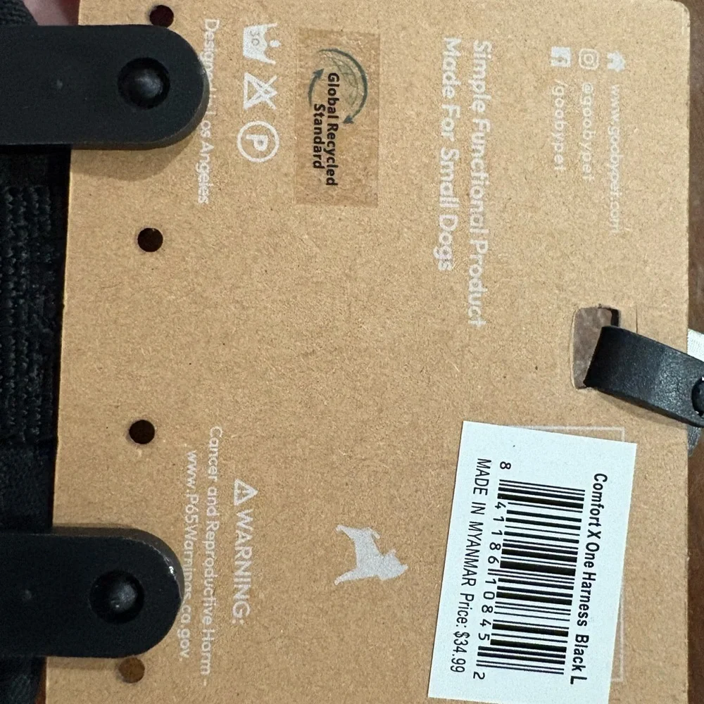 Gooby Dog Harness Comfort X One Black Large